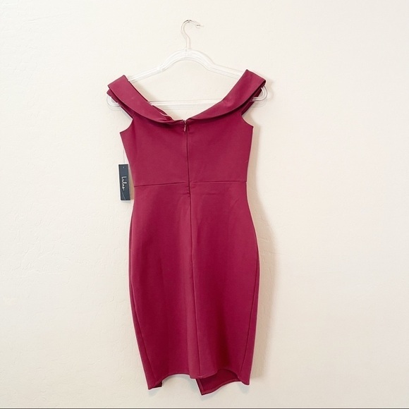 Lulus Women's Way of Love Bodycon Mini Dress Off The Shoulder Maroon Small NWT - Picture 7 of 8